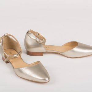 Talbots Shoes: Edison Ankle Strap: Platino / Gold